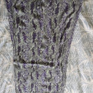 Free people button down purple and teal snake print skirt size s